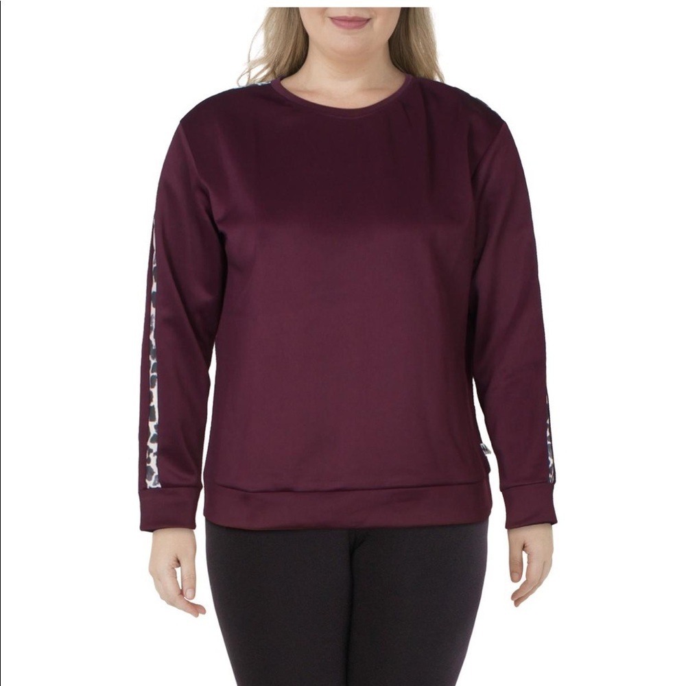 Nicole Miller Sport Women's Scuba Striped Activewear Crewneck Sweatshirt